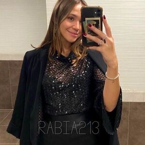 ZARA SEQUIN MESH TOP